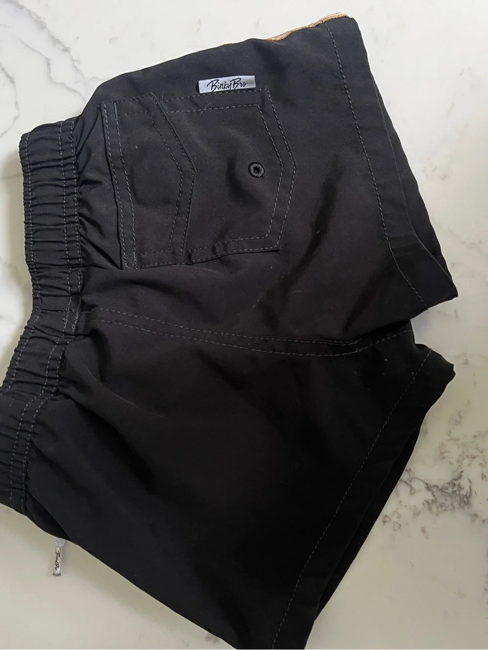 Kids Black Swim Trunks with Gold Stripe